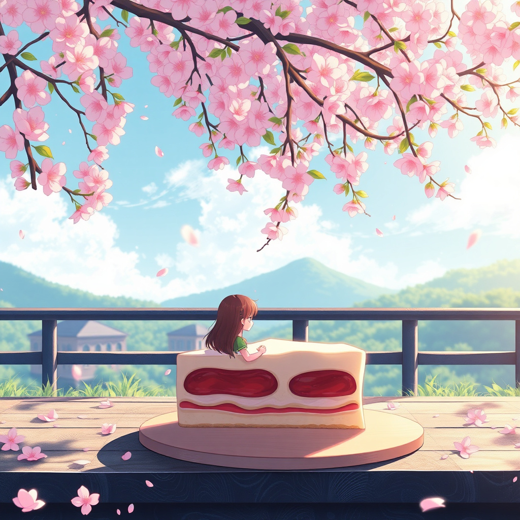 Slice of life anime cover with cherry blossoms